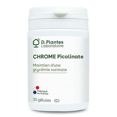 D.PLANTES - Chrome Picolinate - Complément Alimentaire - Maintien d'une Glycémie Normale & Bon Métabolisme - Fabriqué en France - 30 Gélules