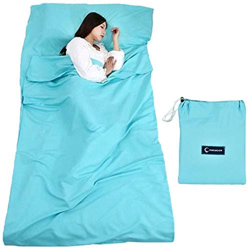 Queta Drap de Sac De Couchage Rectangulaire, Doublure, Microfibres, Ultraléger Idéal pour Auberges Refuges Voyage Hôtel Camping(115cm × 210cm) Blue