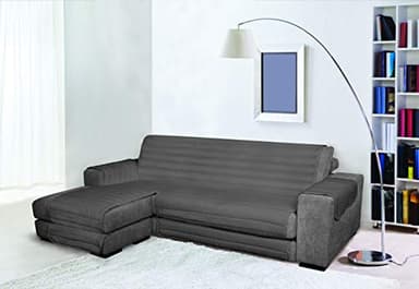 Trendy canapé avec la péninsule 240 cm gris foncé