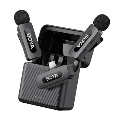 BOYA BY-V30 Mini Microphone sans Fil, portée 100m, USB C Wireless Lavalier Microphones pour Podcast Live Stream Tiktok Enregistrement vidéo vlog (2TX+RX)