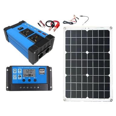 DADEA Kit de Panneaux solaires avec Panneau et onduleur, Kit de Système Solaire Domestique 300 W, Onduleur 12 V à 220 V, Panneau Solaire 18 W 18 V Système de Générateur Solaire pour Ma