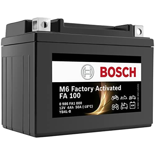 Bosch FA100 - Batterie moto AGM - 12V 55A 4Ah - Adaptée aux motos, mobilettes, enduros, scooters, quads, jet skis - Compatible M4F17, BB4L-B, BTB4L