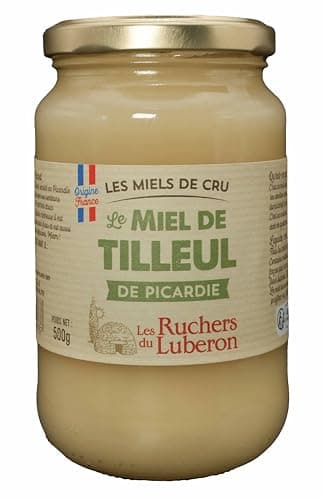Les Ruchers du Luberon - Miel de Tilleul 500 g - Miel de Cru Français de Picardie - Naturel - Non Pasteurisé - Non Filtré - Naturellement Cristallisé