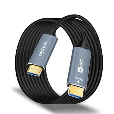 Twozoh Câble HDMI fibre optique 20M, 4K Fibre HDMI vers HDMI 4K/60 Hz (4:4 HDR10 HDCP2.2) 1440p 144Hz 18Gbps haute vitesse UHD