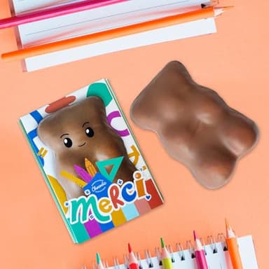 Ourson Guimauve XL | Guimauve Vanille enrobé de Chocolat Lait| Collection Merci | Remerciement Maîtresse Maître Atsem Nounou Collègue