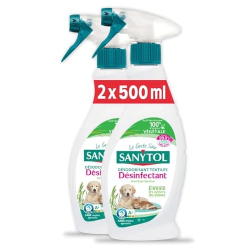 Sanytol - Désodorisant Textiles Désinfectant - 500 ml - Lot de 2 - Tous Types de Textiles - Bactéricide, Virucide - Sans Résidus Agressifs - Ne Tache Pas
