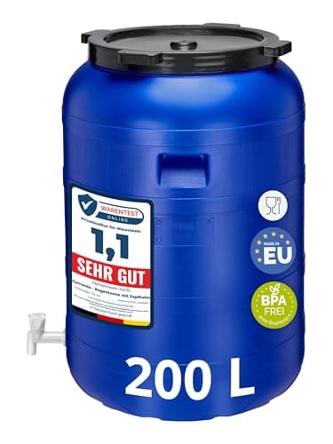 Garronda Récupérateur d'eau de Pluie Large 200 litres sans BPA avec Robinet et Couvercle Jerrican pour Jardin GD-0092, Bleu
