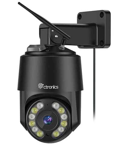 4K 8MP Caméra Surveillance Extérieure WiFi 2,4/5GHz, Ctronics Caméra IP Détection Humain/Véhicule/Animal Suivi Auto, Rouge&Bleue Alarme Lumière Vision Nocturne Couleur Audio Bidirectionnel Cloud/Métal