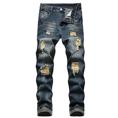 Allence 2024 Hommes Jeans Regular-Fit Vintage Casuales Effet Usé Déchiré Pantalon Slim Dechiré Jean Fashion Pantalons Droite Pantalon Colorés Confortables en Jean Jean Homme