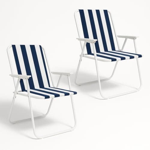 SPRINGOS Lot de 2 chaises de camping pliantes avec accoudoirs