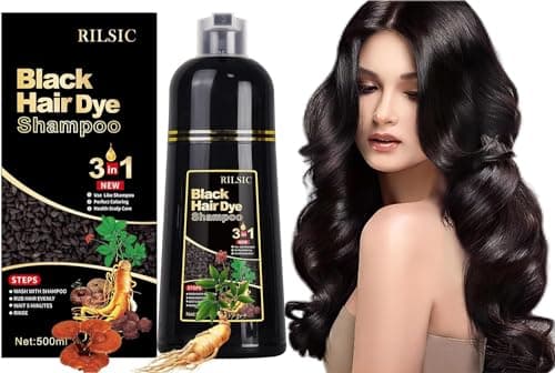 Shampoing Colorant, Shampooing Teinture Instantanée pour Cheveux, 500 ML Shampooing Colorant Naturelle Hair Dye Shampoo 3 en 1, Shampoing Cheveux Colorés, Hair Dye pour Hommes Femmes (Noir)