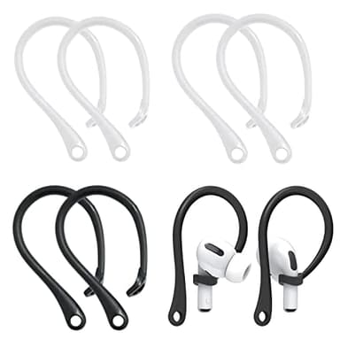 Crochets de Fixation des AirPods sur Les Oreilles,4 Paires Crochets d'écouteur en Slicone Antidérapant et Anti-Perte Accessoire de l'Écouteur avec AirPods 3, 2, 1 et Pro Parfait pour Sport Course