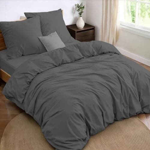 Dreamzie Parure de Lit 160 x 200 4 Pièces Housse de Couette 240x220 cm + Drap Housse 160 x 200 cm avec 2 taies d'oreillers 65x65 cm 240x220 Parure 100 Fils/cm² en Microfibre - Oeko-Tex