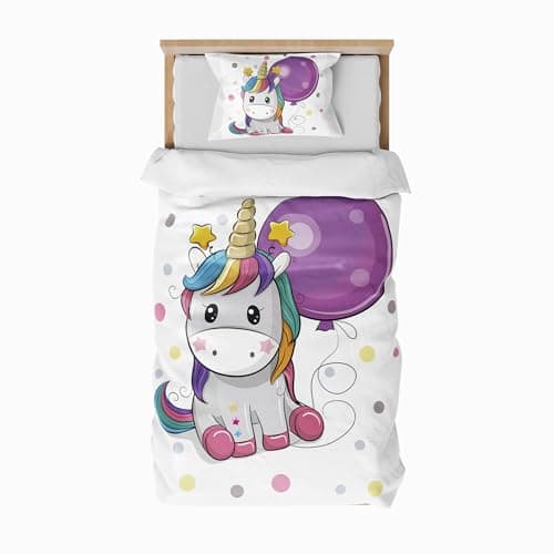 ZTYROLJ Licorne Housse de Couette 120x150cm, Housse de Couette Zippée, Parure de Lit en Microfibre 1 Personne, Parure de Lit Enfant avec Taie d'oreiller 40x60cm