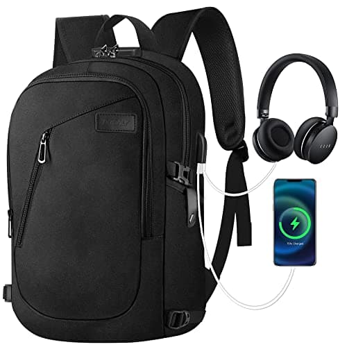 Dobaly Sac à dos antivol pour ordinateur portable avec port de charge USB - Verrouillable et résistant à l’eau - pour homme et femme - pour affaires, université, travail, école, bureau (39,6 cm, noir)