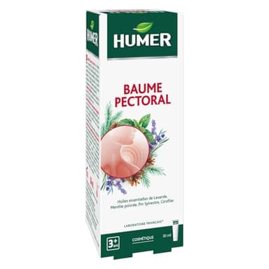 Humer - Baume pectoral confort respiratoire - Massage poitrine et dos - A partir de 3 ans - Tube 30ml