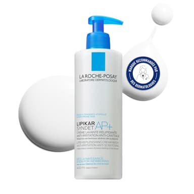 La Roche-Posay, Lipikar Syndet AP+, Crème lavante Relipidante Anti-Irritations, Nourrit & Apaise, Enrichi en Niacinamide & Beurre de Karité, Pour Peaux Sèches à Tendance à l'Eczéma Atopique, 400 ml