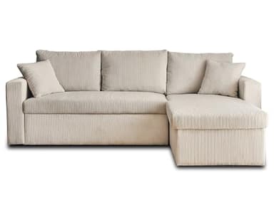 Best Mobilier - Cyrus - canapé d'angle réversible 4 Places - Convertible avec Coffre - en Velours côtelé, Beige