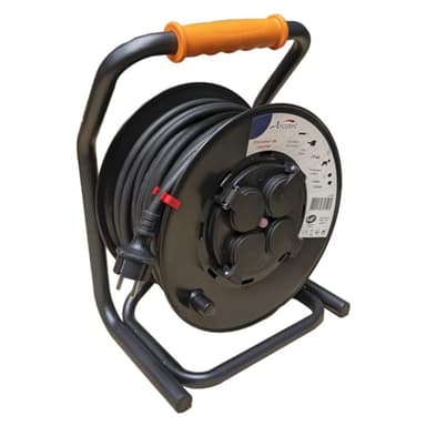 Enrouleur PRO de chantier 3G2.5 35m IP44 platine fixe (anti twist) - câble H07RN-F- 4 prises 16A