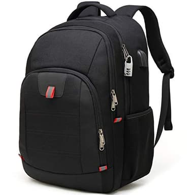 Della Gao Sac à dos pour ordinateur portable, sac à dos antivol extra large avec port de charge USB, Noir, 17.3 Inch, Professionnel