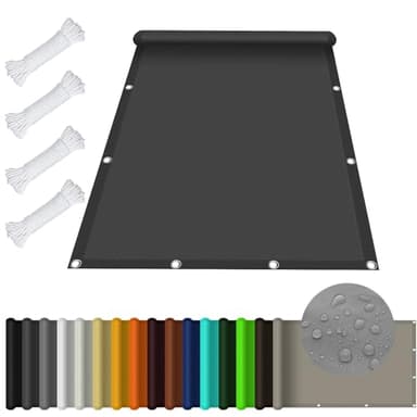 Voile d'ombrage Rectangulaire étanche 3 x 5 m Imperméable Protection UV 98% Toiles d'ombrages UV Protection avec Oeillets et Cordons pour Patio Jardin Terrasse, Gris Foncé