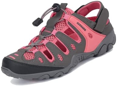 SAGUARO Sandales de Randonnée pour Femme Respirantes Confortables Été Outdoor Sport Sandales à Bout Fermé Sandales de Trekking Rose 42 EU