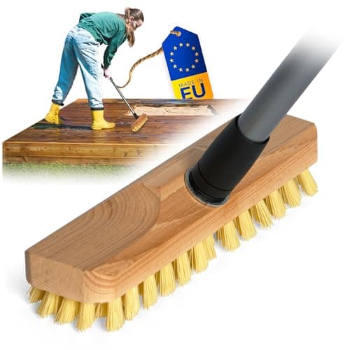 Brosse à Récurer en Bois Avec Poils | Essuie-Glace Avec Filetage et Manche Télescopique | PPN | de Sol | Idéal Pour Nettoyer Balcon, Terrasse, Jardin, Intérieur