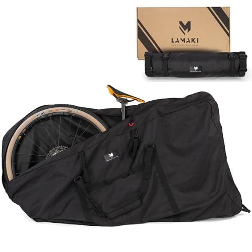 lamaki Housse Transport Velo - Route & Gravel, VTT 26-29 Pouces - Sans Retirer la Roue Arrière - Sac Transport pour Voyage - Housse de Velo Pliable, Robuste en Nylon 1680D