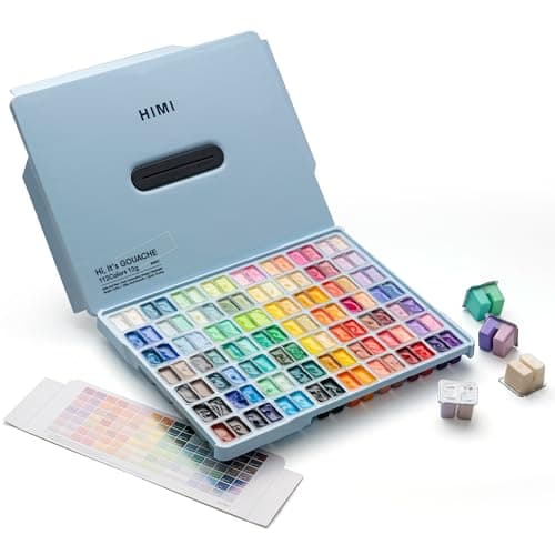 HIMI Lot de 112 peintures gouache 12 ml - Jelly Cup Design - Peinture non toxique pour toile et papier - Fournitures artistiques pour professionnels, étudiants, enfants et plus (bleu glacé)