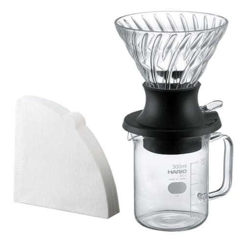 HARIO Start-Stop SSD-5012-B Dripper Set de 200 ml avec filtre à main Noir