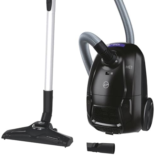 Hoover Compact et Puissant HE1 Home Aspirateur Traineau avec Sac HEZ107HM, Haute-Performance sur Sols Durs et Moquettes, Filtre EPA Lavable, Grande Capacité du Sac 2,5L, Accessoires embarqués