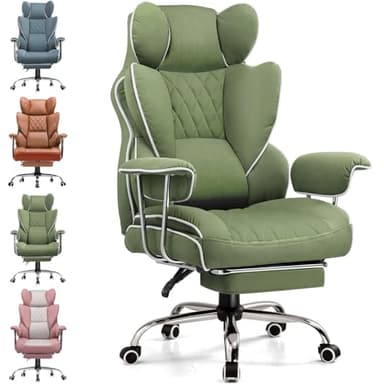 GTPLAYER Chaise Gaming, Ergonomique Fauteuil de Bureau avec Support Lombaire à Ressorts ensachés, Siège Large avec Accoudoirs Souple et Repose-Pieds, Réglable en Hauteur, Tissu technologique Vert