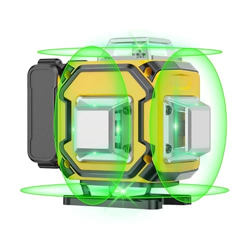 Niveau Laser Chantier Autonivelant 360° x 4, Lazer Niveaux 4D 16 Lignes Laser, Autonivellement et Mode Pulsé Extérieur, 2 x Batterie, Nivellement Automatique, Support Rotatif, Télécommande