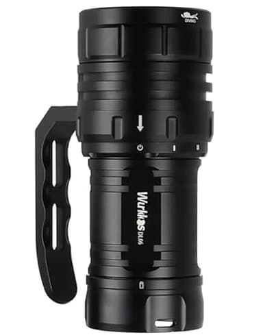 Wurkkos DL06 Lampe de plongée 15 000 lumens - Rechargeable - 6 LED XHP50.2 - Lampe de poche sous-marine puissante avec chargeur - Port de charge USB-C intégré - 3 blocs d'alimentation de 5000 mAh