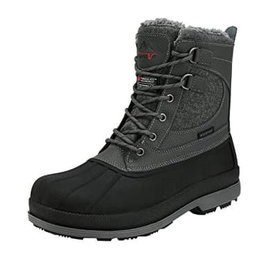 NORTIV 8 Bottes de Neige pour Hommes Imperméables Botte Hiver Chaudes Légère Antiderapante et Durable,Size 44.5,Gris Noir,Avenue