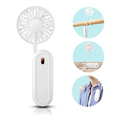 QZT Ventilateur Portable au Cou, Mini USB Ventilateur Nuque, Rotation Libre à 360°,avec Rechargeable 1200mAh Batterie Silencieux Ventilateur 3 Vitesse, Pliable pour Bureau Table Camping (blanc)