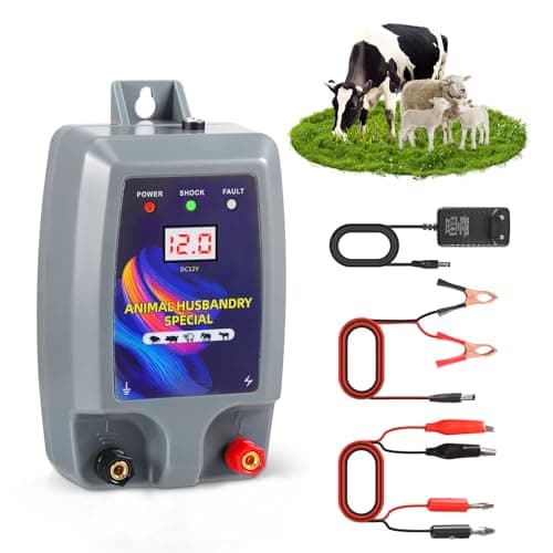 10KM Clôture électrique, 12V Electrificateur Cloture Electrique pour Bétail Animaux Élevage Ferme Électrique Contrôleur, Protection Parfaite pour Les Pâturages