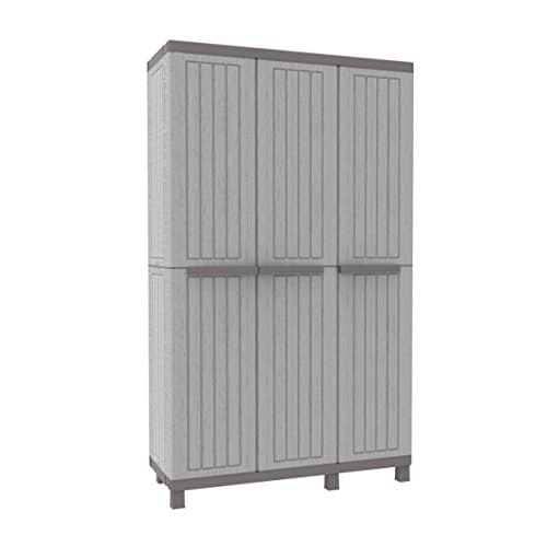 Terry - C-Wood 102a, Armoire à 3 portes Multifonction, Armoire à Balais Effet Bois, 2 Pièces Séparées, pour Intérieur et Extérieur Couvert, 102x39x170 cm