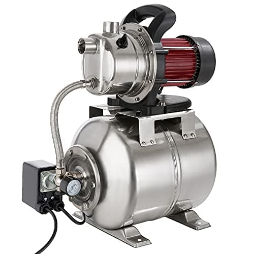 Arebos Station Pompe Domestique | 1200 watts | débit 3800 l/h | hauteur de refoulement 48 mètres | réservoir 19L