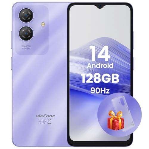 Ulefone Note 21 Smartphone Pas Cher, Octa Core Android 14 128Go + 8Go/TF 1To, 2.5D Écran 6.56" 90Hz 5000mAh 13MP+8MP Téléphone Portable Débloqué 4G Dual SIM/Fingerprint+Face ID 2Ans de Garantie-Violet