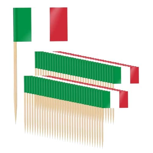VODAFQS 100 Pièces Italie Drapeaux en Cure-Dents Drapeau Bâton Cocktail Drapeau de Cure - Dents pour Sandwich Nourriture Cupcake Toppers Vaisselle