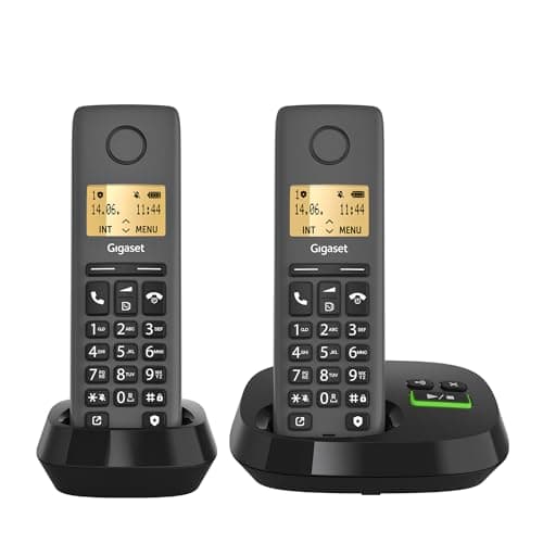 Gigaset PURE 120A Duo - 2 téléphones sans fil - téléphones DECT avec répondeur - compatible avec les aides auditives - protection d'appel, noir anthracite