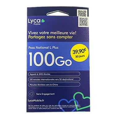 Lyca Mobile Carte sim avec 100 Go Internet, Appel et SMS illimités