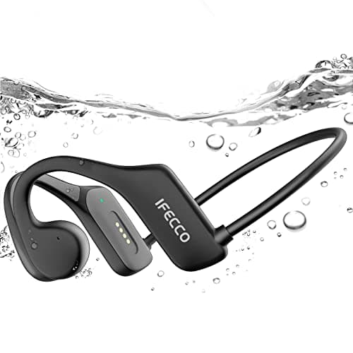 IFECCO Casque Conduction Osseuse Natation, IP68 Ecouteur Waterproof Natation Bluetooth Ecouteur Piscine pour Nager avec Lecteur MP3 32 GB et Micro Intégré pour Le Sport,La Natation,La Course à Pied
