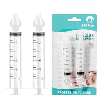 Diboniur Seringue Nasale Bebe, 2 Pièces Pipette Nez Bébé 10 ml, Portables Seringue Nez Bebe avec Embout en Silicone Souple, Réutilisable Seringue Nasale Mouche Bebe