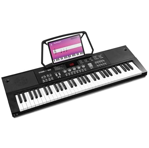 Max KB15 Clavier Électronique 61 Touches, Synthétiseur Débutant Complet, Deux Haut-parleurs Intégrés, Batterie Rechargeable, USB-C, Microphone Inclus, Idéal pour Démarrer votre Apprentissage
