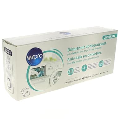 Détartrant/dégraissant 12 sachets Lave-linge 484000008801,C00308429 WPRO Lave-linge 484000008801,C00308429 WPRO