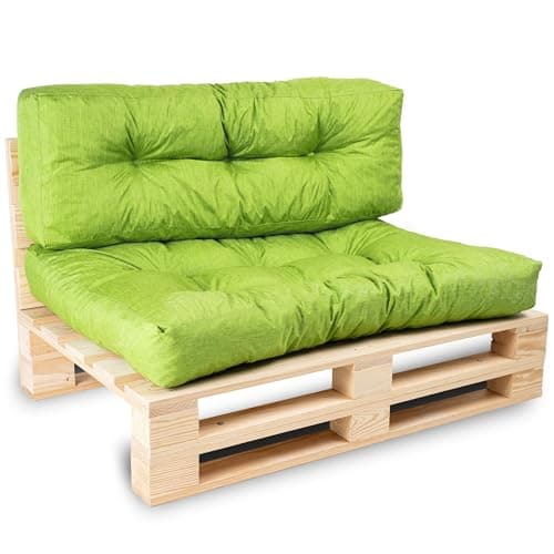 Bananair - Coussin Palette Extérieur Confortable - Tissu Résistant, Anti-UV & Déperlant - Coussin Salon de Jardin Extérieur, Balcon, Terrasse (Lot Assise + Dossier, Vert)