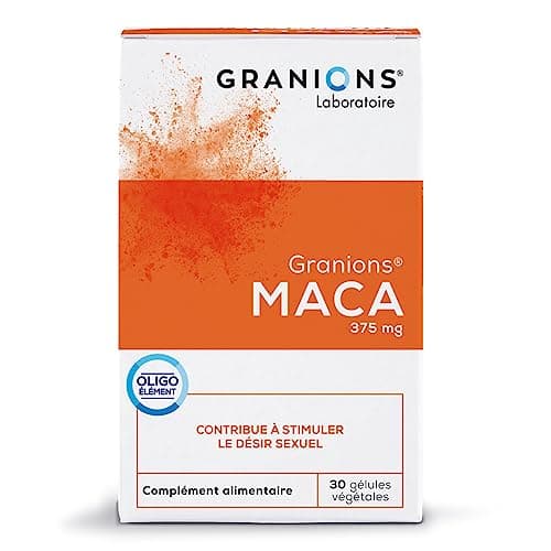 Maca GRANIONS | Complément alimentaire désir sexuel | Maca 375mg avec Zinc | Stimulant sexuel, aphrodisiaque sexuel naturel puissant, libido homme et femme | Made in France | 30 gélules