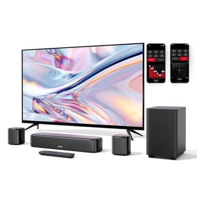 ULTIMEA 5.1ch Barre de Son, Barre de Son TV avec Caisson de Basse et 2 Haut-parleurs Surround, Barres de Son avec Système de Son Surround Virtuel pour TV, App Contrôle, pour Home Cinema, Aura A30